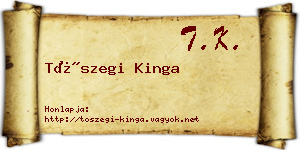 Tószegi Kinga névjegykártya